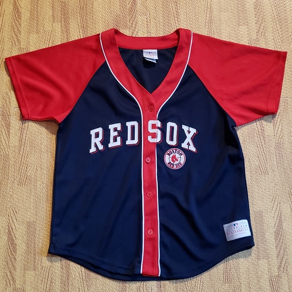 red and blue baseball jersey